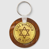Bruin Gouden Chocolade Bar Mitzvah of Bat Mitzvah Sleutelhanger (Voorkant)