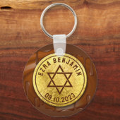 Bruin Gouden Chocolade Bar Mitzvah of Bat Mitzvah Sleutelhanger (Voorkant)