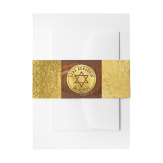 Bruin Gouden Chocolade Bar Mitzvah of Bat Mitzvah Uitnodigingen Wikkel