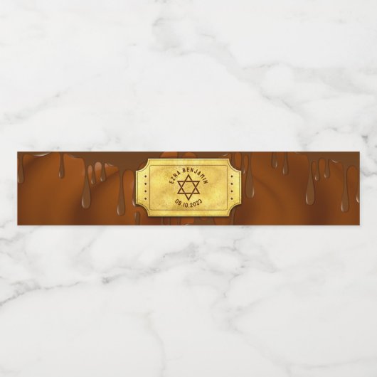 Bruin Gouden Chocolade Bar Mitzvah of Bat Mitzvah Waterfles Etiket (Enkel label)