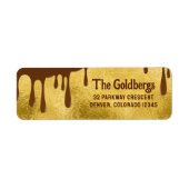 Bruin Gouden Chocolade Bar Mitzvah Retouradres Etiket (Voorkant)