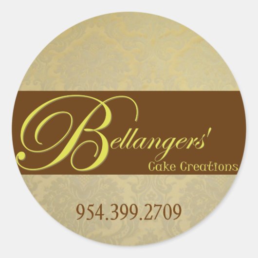 Bruin Gouden Damast Sticker (Voorkant)