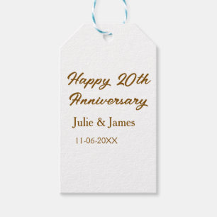 Bruin gouden gelukkige 20ste verjaardag naam datum cadeaulabel