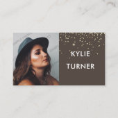 Bruin | Gouden Glitter | Foto | QR-code | Sociaal Visitekaartje (Voorkant)