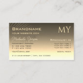 Bruin Gouden Gradiënt en Palmblad met Monogram Visitekaartje (Achterkant)