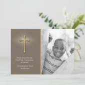 Bruin, gouden kruis, religieuze foto kaart (Staand voorkant)