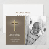 Bruin, gouden kruis, religieuze foto kaart (Voorkant / Achterkant)