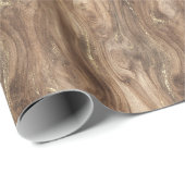 Bruin Gouden Kunstmatig Hout Kerst Cadeaupapier (Rol Hoek)