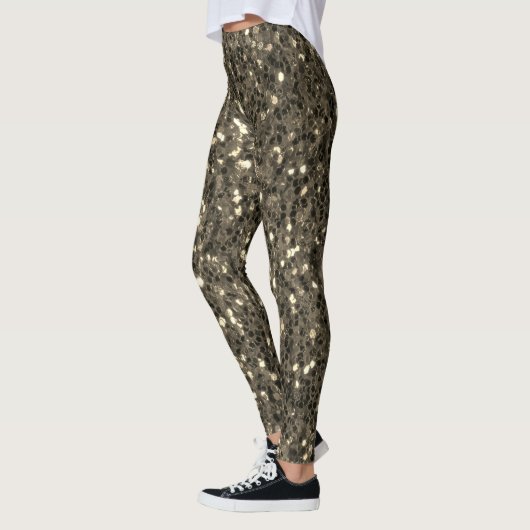 Bruin gouden sepia fonkelt faux glitter leggings (Links)