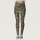 Bruin gouden sepia fonkelt faux glitter leggings (Voorkant)