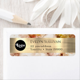 Bruin gouden waterverf logo terugzendadres label
