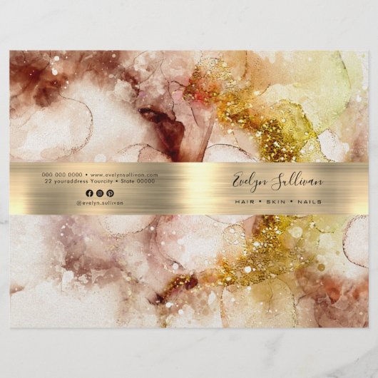 Bruin gouden waterverf service menubrochure (Voorkant)