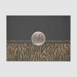 Bruin Gouden Zebra Glamour Monogram Initiaal Tissuepapier