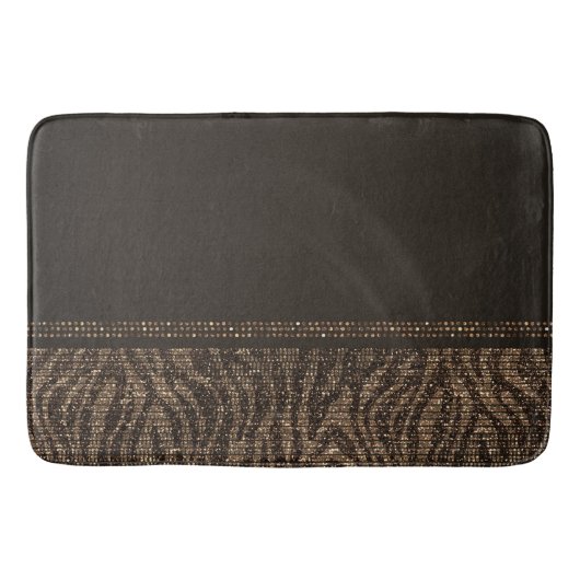 Bruin Gouden Zebra Wilde Dierenprint Exotisch Glam Badmat (Voorkant)