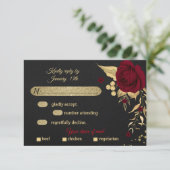 bruin goudfloraal zwarte maaltijd keuze RSVP-kaart RSVP Kaartje (Staand voorkant)