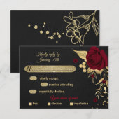 bruin goudfloraal zwarte maaltijd keuze RSVP-kaart RSVP Kaartje (Voorkant / Achterkant)