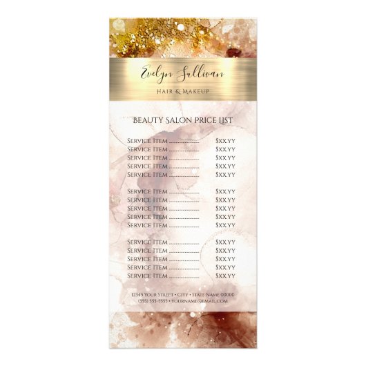 Bruin goudglitter waterverf reclamekaart (Voorkant)