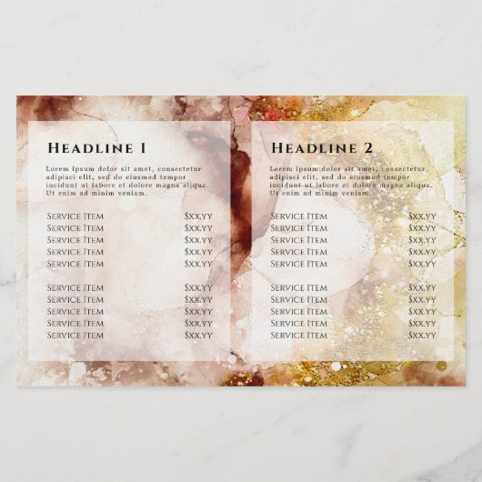 Bruin goudglitter-waterverf, tweeledige brochure (Achterkant)