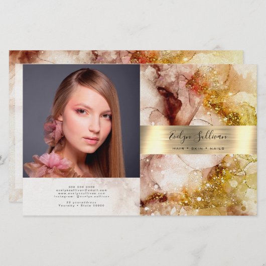 Bruin goudglitter-waterverf, tweeledige brochure (Voorkant / Achterkant)