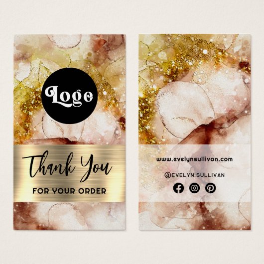 Bruin goudglitter waterverf visitekaartje (Voorkant /achterkant)
