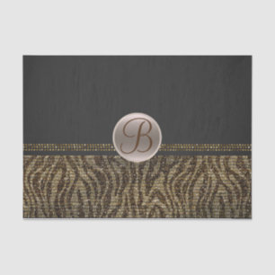Bruin goudhoudende Zebra Sparkle Glam Monogram Ini Tissuepapier