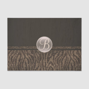 Bruin goudhoudende Zebra Sparkle Glam Monogram Ini Tissuepapier