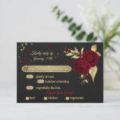 bruin goudmeel kiezen voor zwarte maaltijd RSVP kaartje (Staand voorkant)