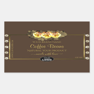 Bruin goudproduct Etiketten Gele rozen Juwelen Log