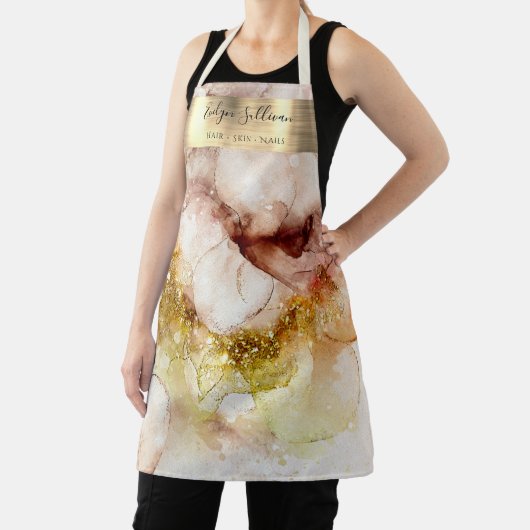 Bruin goudwaterverf schoonheidsprofessioneel schor schort (Insitu)