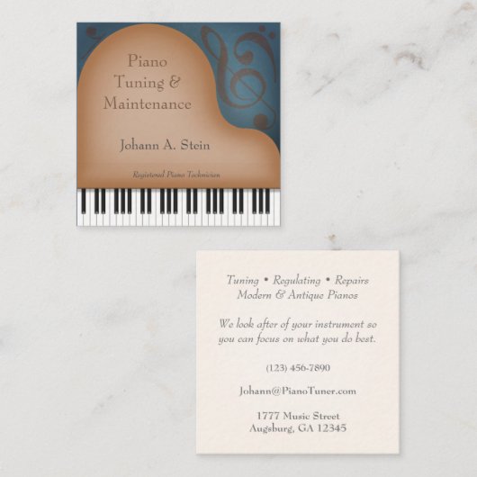 Bruin Grand Piano Memorable Music Industry Vierkante Visitekaartje (Voorkant / Achterkant)