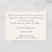 Bruin Grand Piano-muzikant Visitekaartje (Achterkant)