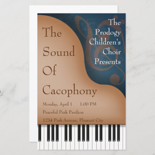 Bruin Grand Piano Overweging-Poster en concertprog (Voorkant / Achterkant)