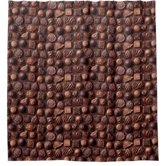 Bruin Grappig Uniek Zoete Chocolade Patroon Douchegordijn (Voorkant)