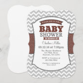 Bruin Gray Chevron Baby shower Kaart (Voorkant / Achterkant)