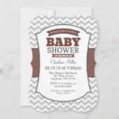 Bruin Gray Chevron Baby shower Kaart (Voorkant)