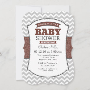 Bruin Gray Chevron Baby shower Kaart