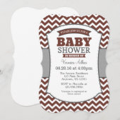 Bruin Gray Chevron Baby shower Kaart (Voorkant / Achterkant)