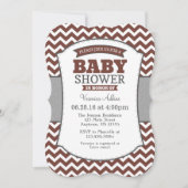 Bruin Gray Chevron Baby shower Kaart (Voorkant)