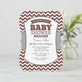 Bruin Gray Chevron Baby shower Kaart (Staand voorkant)