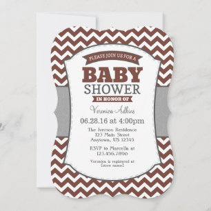 Bruin Gray Chevron Baby shower Kaart