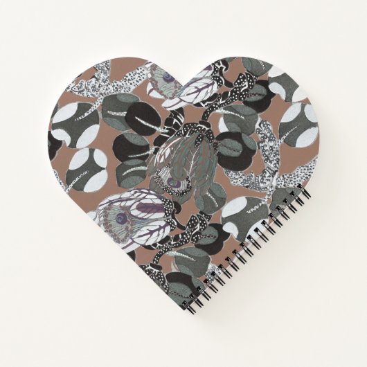 Bruin grijs bloemmotief notitieboek (Achterkant)