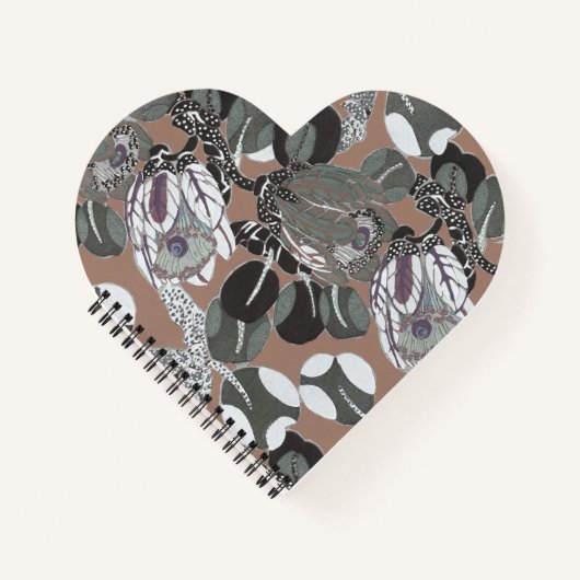 Bruin grijs bloemmotief notitieboek (Voorkant)