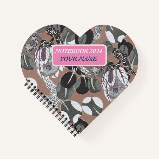 Bruin grijs bloemmotief notitieboek (Voorkant)