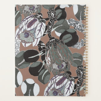 Bruin grijs bloemmotief planner