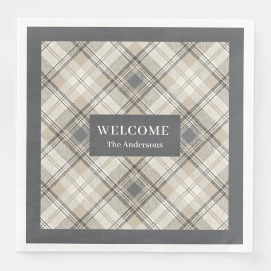 Bruin Grijs Classic Geometrische servetten Custom (Voorkant)