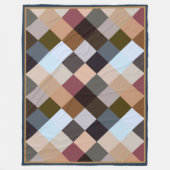 Bruin grijs Donker Mauve Taupe Squares Mosaic Patt Fleece Deken (Voorkant)