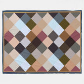Bruin grijs Donker Mauve Taupe Squares Mosaic Patt Fleece Deken (Voorkant (Horizontaal))