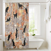 Bruin grijs Frans kattebakje Parijs schoengordijn Douchegordijn