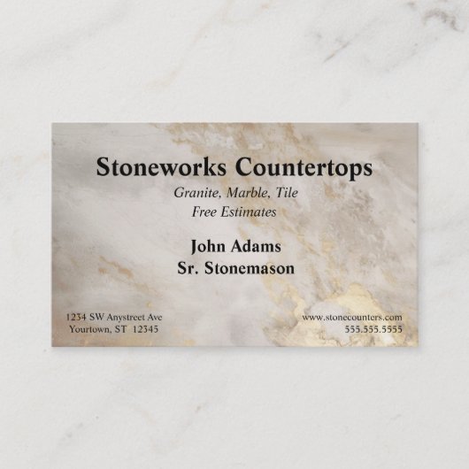 Bruin Grijs Goud Marmeren Countertops Visitekaartje (Voorkant)