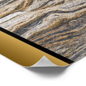 Bruin Grijs Marmeren Steen/Zwart Gouden Rand Art Poster (Hoek)